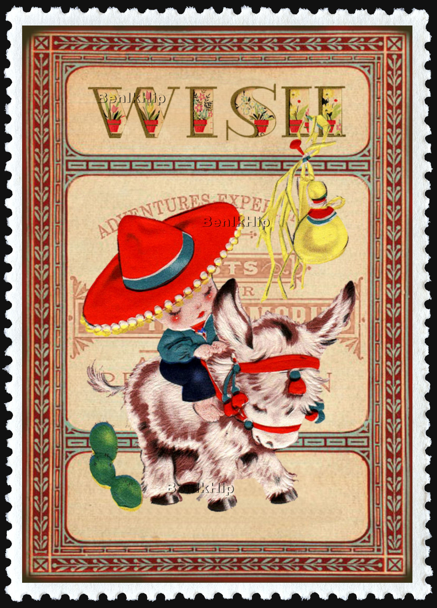 Strijkapplicatie Postzegel Wish